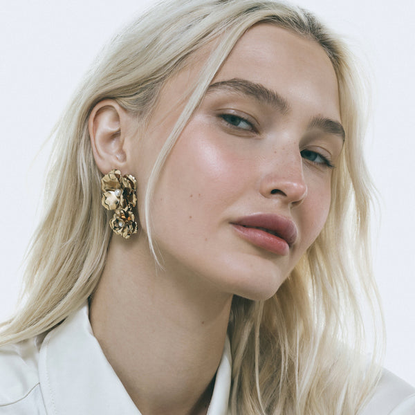 Golden Flower Earrings Duo | Gold