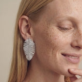 Mini Free Feather Earrings - Crystal | Silver