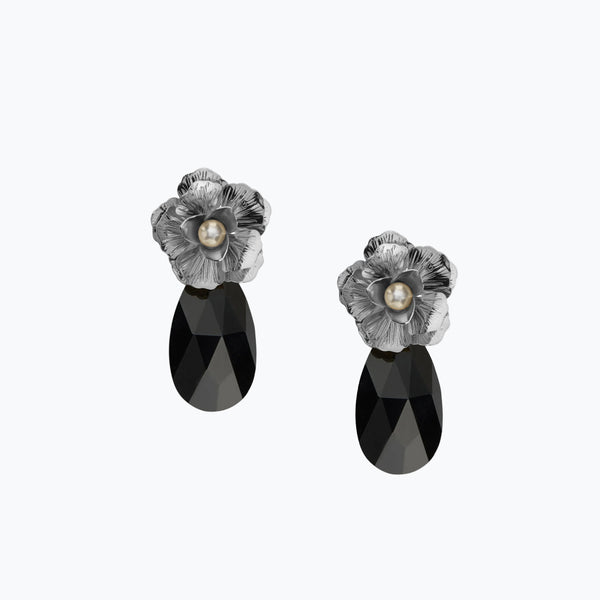 Flare Drop Earrings Black | Silver