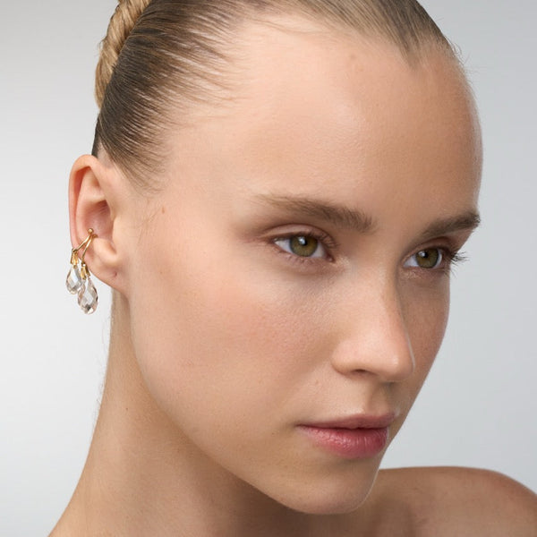 Crystal Tear Ear Cuff M | Grey