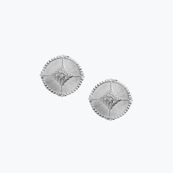 Solar Medallion Earrings | Silver