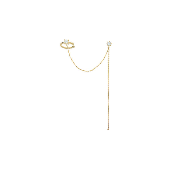 עגיל שרשרת זהב וקריסטל