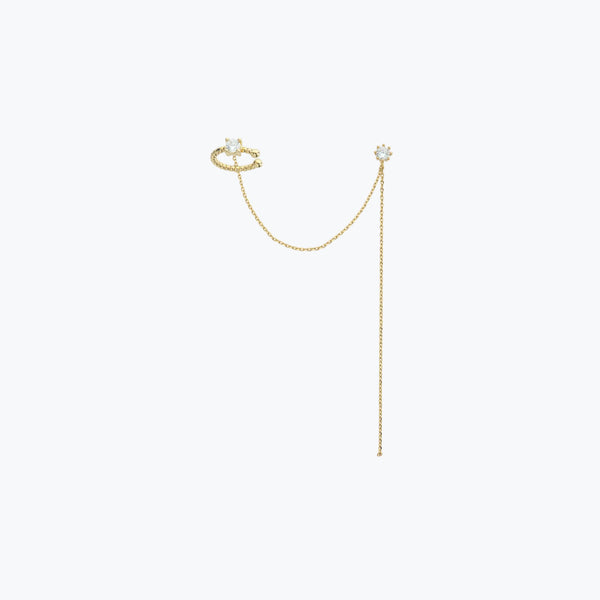 עגיל שרשרת זהב וקריסטל