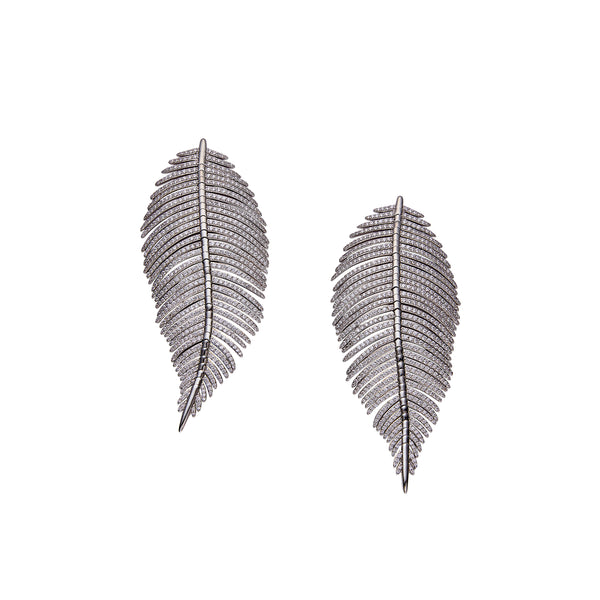 Free Feather Earrings - Crystal | Silver