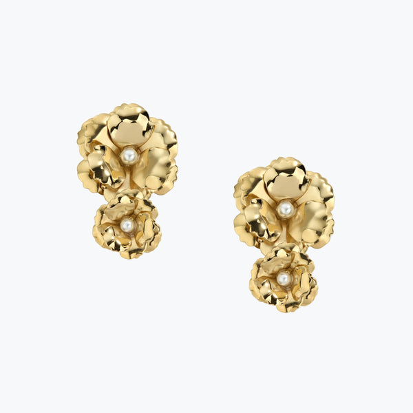 Golden Flower Earrings Duo | Gold