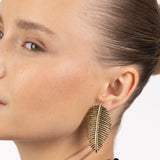 Mini Free Feather Earrings - Black Crystal | Gold