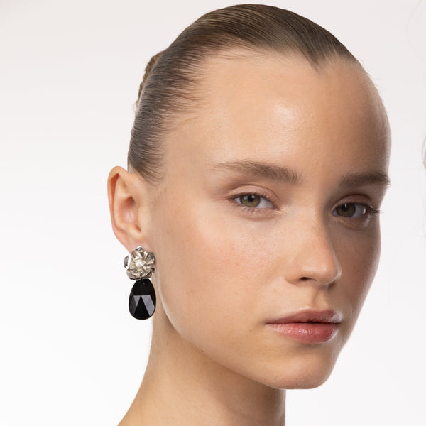Flare Drop Earrings Black | Silver