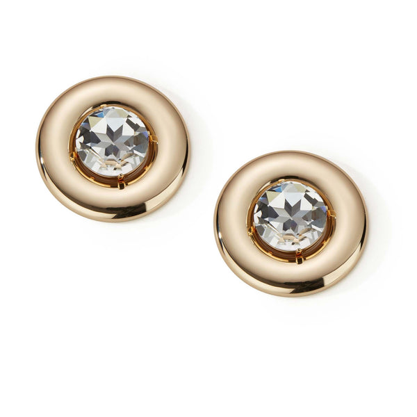 Round Earrings With Crystals | Gold