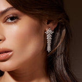 Crystal Cascading Earrings L | Silver
