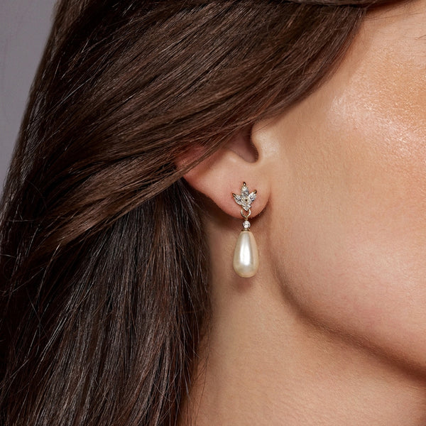 Lotus Pearl Earrings | Silver