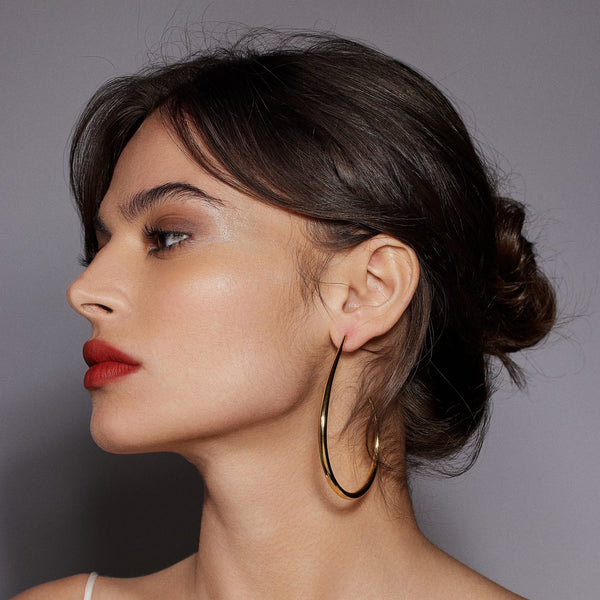 Moon Hoop Earrings L | Gold