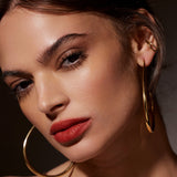 Moon Hoop Earrings L | Silver