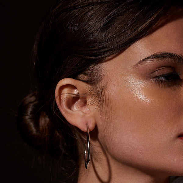 Moon Hoop Earrings S | Silver