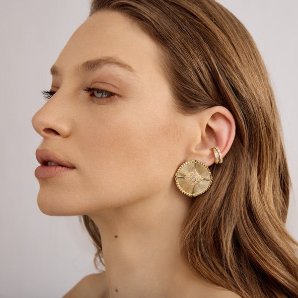 Solar Medallion Earrings | Gold