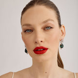 Cielo Earrings Dark Green | Silver