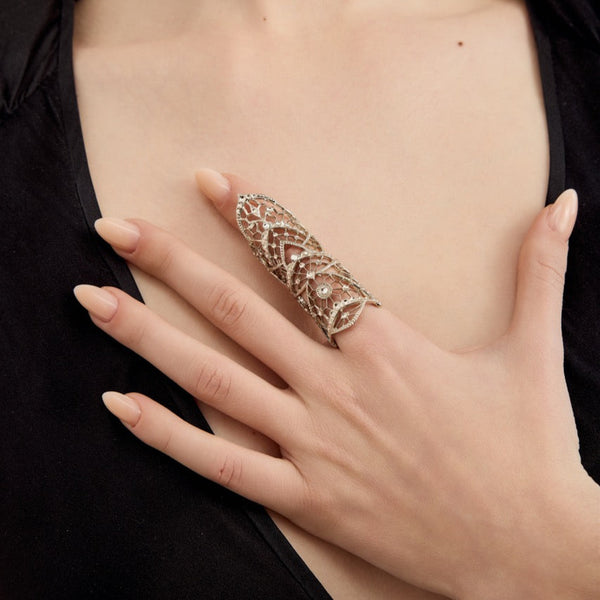 Golden Lace Ring | Silver