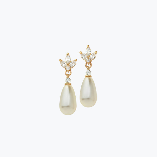 Lotus Pearl Earrings | Gold