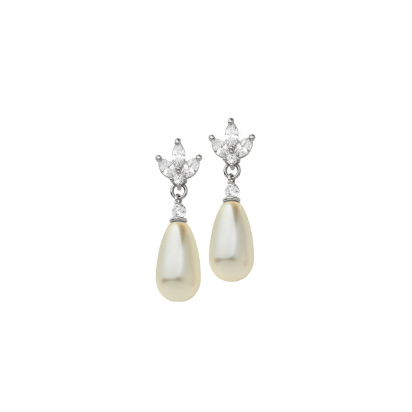 Lotus Pearl Earrings | Silver