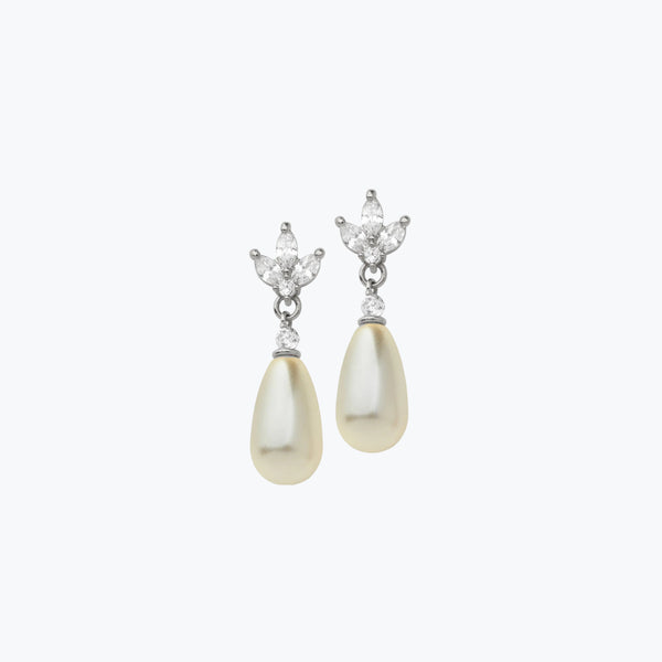 Lotus Pearl Earrings | Silver