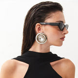 Round Earrings With Crystals | Silver