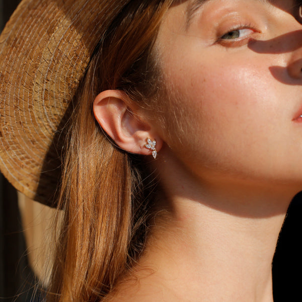 Lotus Drop Earrings | Gold