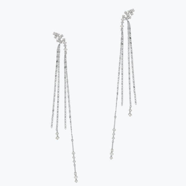 Crystal Rainfall Earrings | Silver