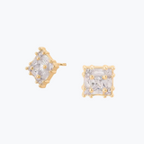 Crystal Square Earrings | Silver