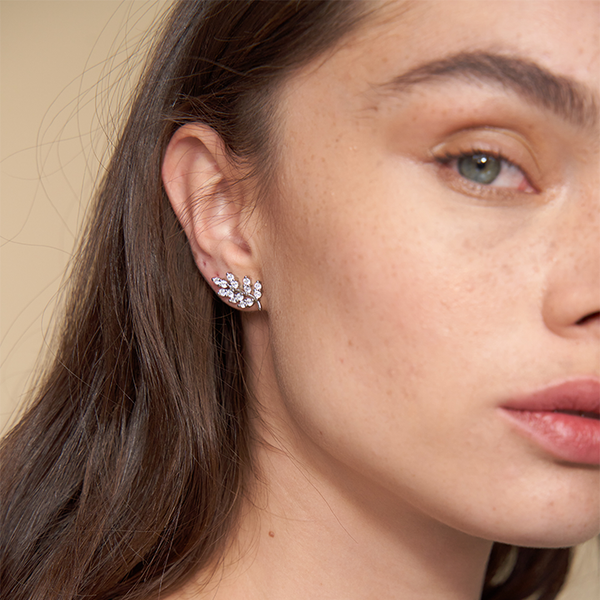 Crystal Leaves Earrings | Gold