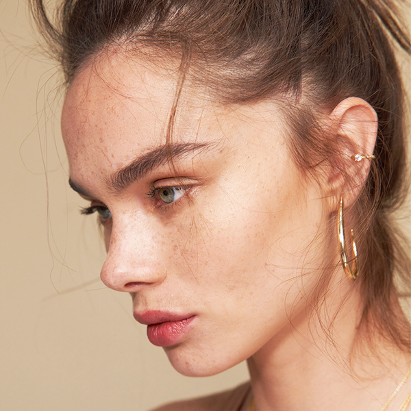 Moon Hoop Earrings S | Gold