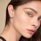 Crystal Flower Earrings | Silver