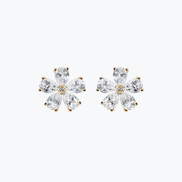 Crystal Flower Earrings | Gold