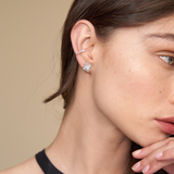 Crystal Square Earrings | Silver