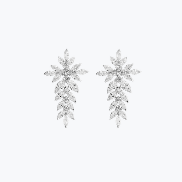Crystal Cascading Earrings M | Silver