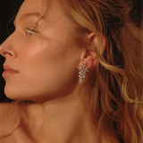 Crystal Cascading Earrings M | Silver