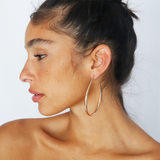 Moon Hoop Earrings L | Silver