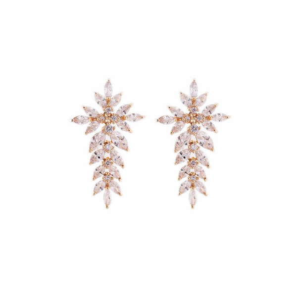 Crystal Cascading Earrings M | Gold