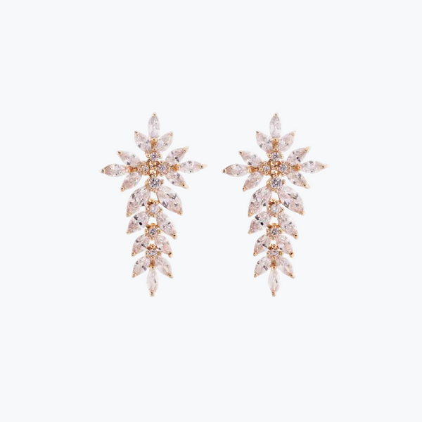 Crystal Cascading Earrings M | Gold