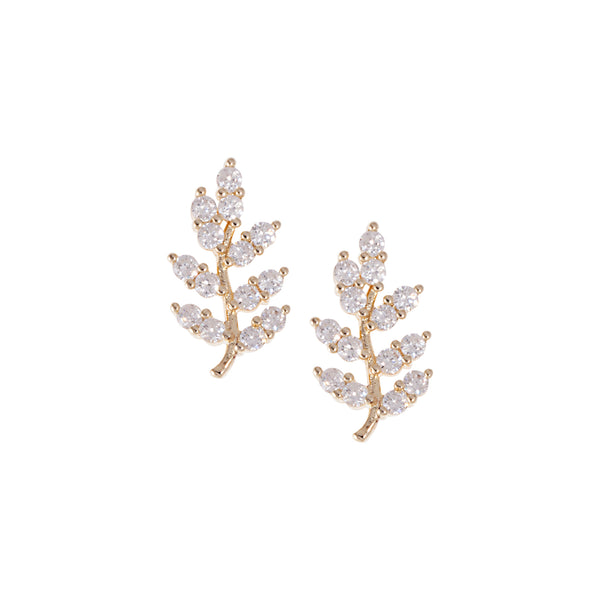 Crystal Leaves Earrings | Gold