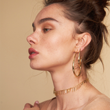 Moon Hoop Earrings L | Silver