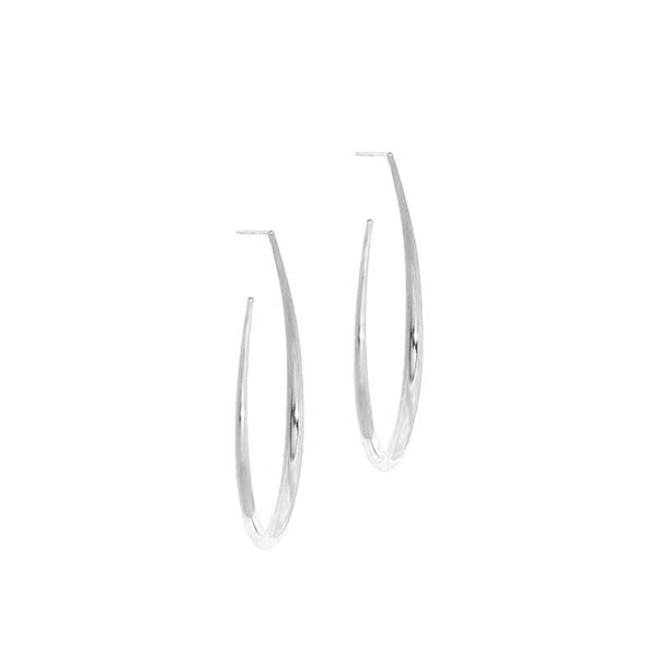 Moon Hoop Earrings L | Silver
