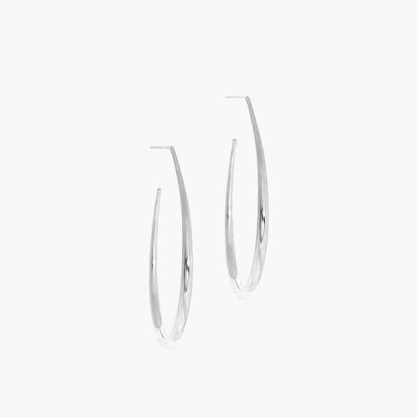 Moon Hoop Earrings L | Silver