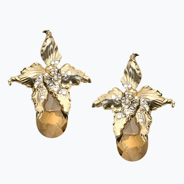 Iris Crystal Earrings | Gold
