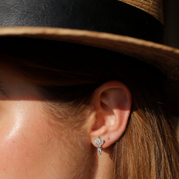 Lotus Drop Earrings | Silver