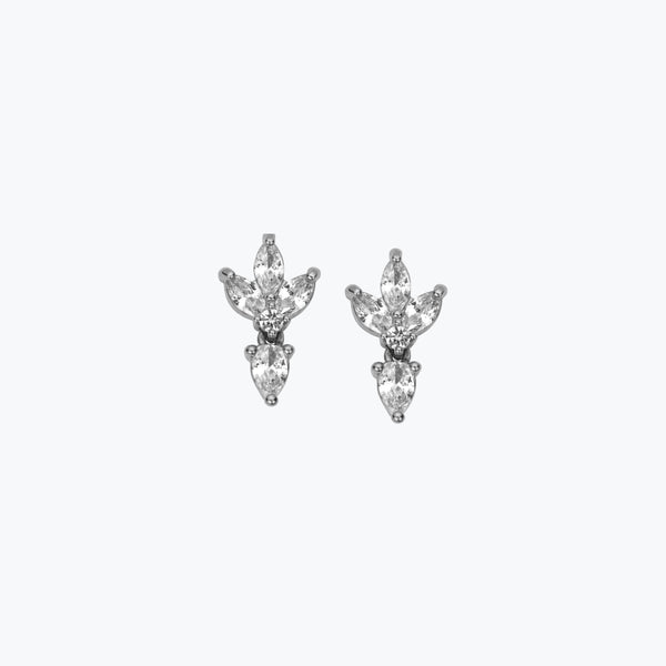 Lotus Drop Earrings | Silver