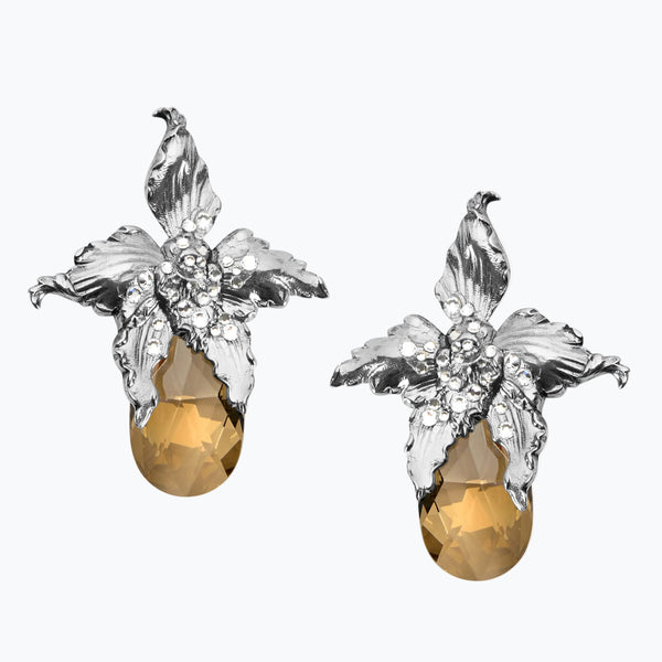 Iris Crystal Earrings | Silver