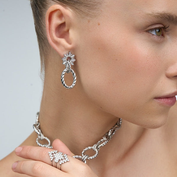 Shiny Rope Earrings | Silver