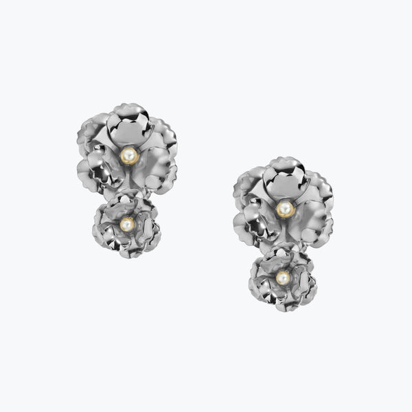 Golden Flower Earrings Duo | Silver