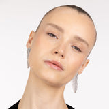 Mini Free Feather Earrings -  Crystal | Silver