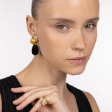 Flare Drop Earrings Black | Gold