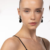 Flare Drop Earrings Black | Gold